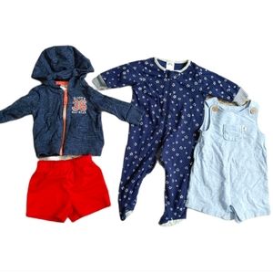 Baby Boy 4 pc 3 Month Clothing Bundle Lot Outfits Footie Pajama